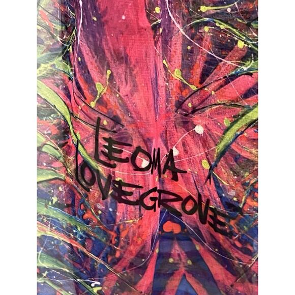 Designer Signed LEONA LOVEGROVE Colorful Ferns Tie Die Beach Long Scarf Wrap - Picture 5 of 7